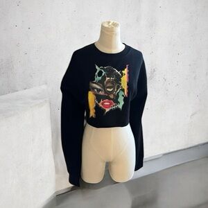 Unisex One of a kind Custom made chropped art sweatshirt.